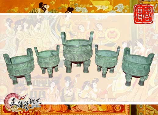 銅鼎，銅五鼎，中國鼎，佛像用鼎